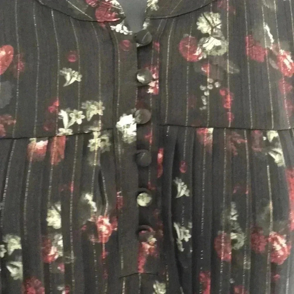 Avec Les Filles Boho Flowy Floral Black Blouse Size XXS—C1 - Picture 4 of 6